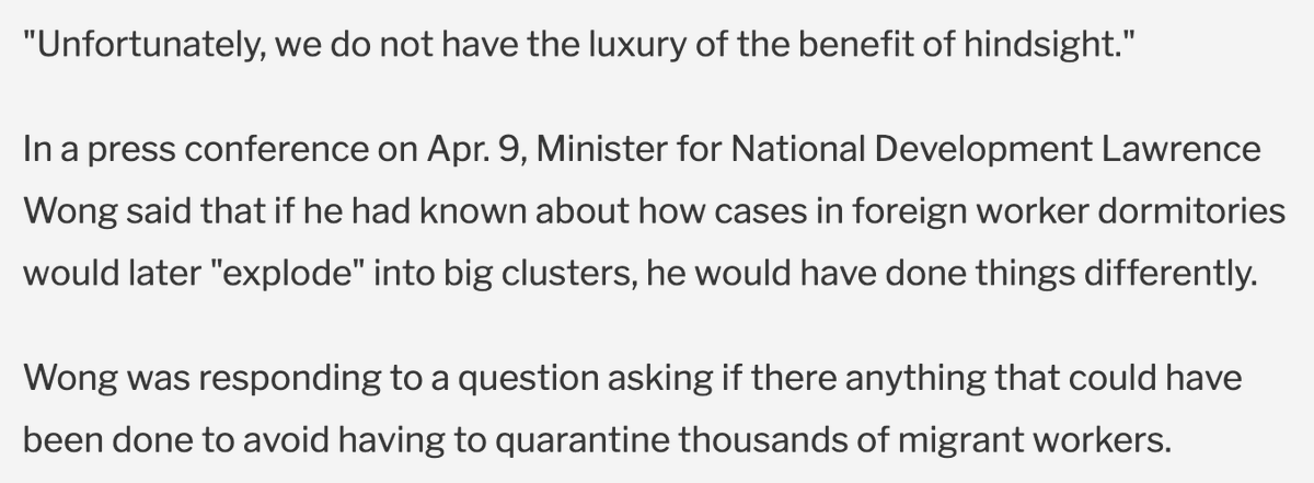 Minister for National Development Lawrence Wong said that if he'd known that  #COVID19 would explode in big clusters in dorms, he would have done things differently.  https://mothership.sg/2020/04/lawrence-wong-do-things-differently-foreign-workers/ 