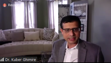 Next speaker: Dr. Kuber Ghimirie. Dr. Kuber was selected to come to the US via the diversity visa program. He did his residency in PA and has been working as a hospitalist for the last six years in North Carolina with his wife and two children.