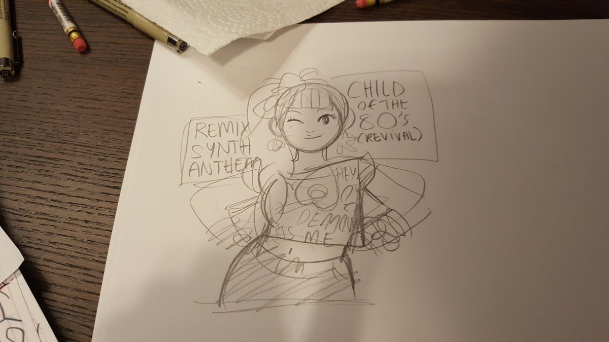 Drawing cute gals for the (now online) anime club of a precocious teen in my life. She wanted "boobs over dudes" for of these but then her mom squinted at me so i made it more pg 13. 