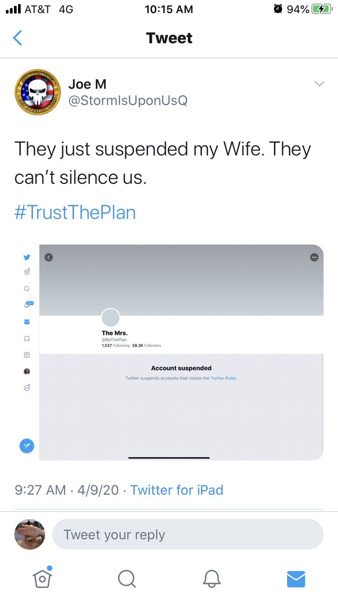 genxstan's tweet photo. As the Q turns: The Mrs gets suspended after tweeting that new Joe is a fraud. New Joe points out the suspension of The Mrs. 🤪. Hope that makes sense. https://t.co/f2px6BUIpv