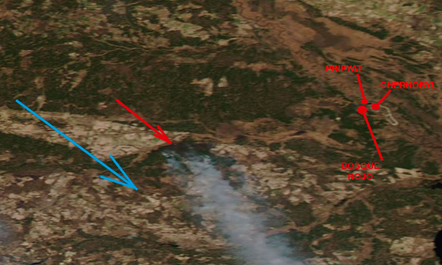 Con la colaboración del divulgador  @WildlandFirefig y el asesoramiento de  @maesetote iré siguiendo la evolución del incendio y la información radiológica oficial. Durante los días 4, 5, 6 y 7 vemos la evolución del incendio captado por los satélites Terra y Suomi NPP.