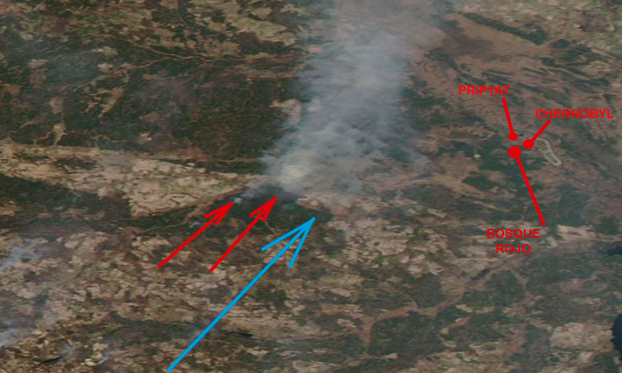 Con la colaboración del divulgador  @WildlandFirefig y el asesoramiento de  @maesetote iré siguiendo la evolución del incendio y la información radiológica oficial. Durante los días 4, 5, 6 y 7 vemos la evolución del incendio captado por los satélites Terra y Suomi NPP.