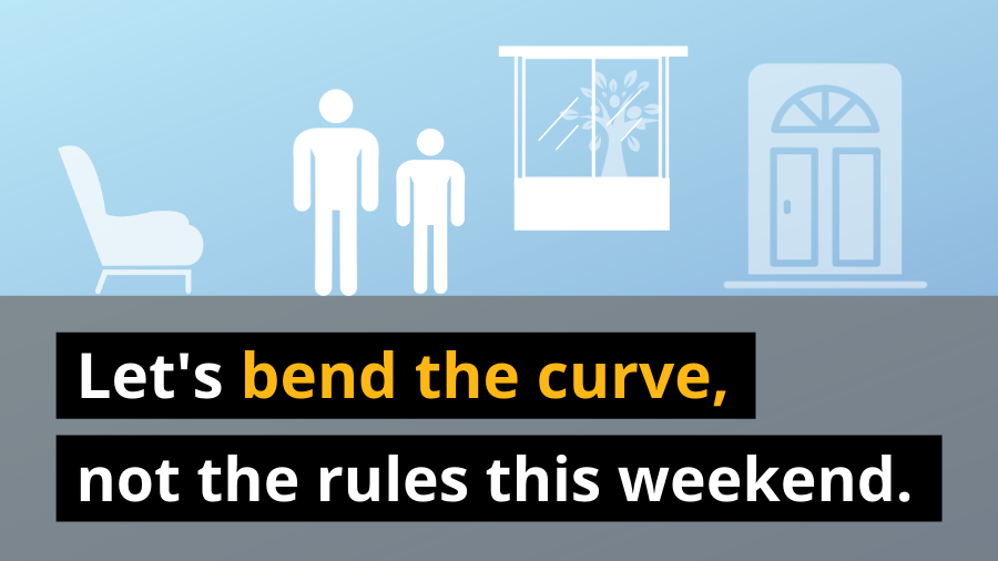 EmergencyInfoBC's tweet photo. Let's bend the curve, not the rules this #longweekend.
 
✔️ The people you live with are the ONLY people you should hang out with. Connect with others over the phone or online.
 
✔️ Get outside, but stay close to home and stay 2m away from others.
 
#COVIDBC #DoYourPartBC https://t.co/ujWRALWQDZ