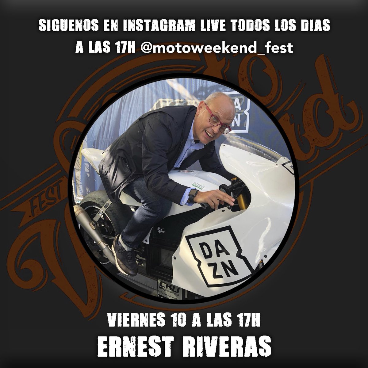 Viernes 10 a las 17h estará en los directos de Instagram el gran <a href="/ErnestRiveras/">Ernest Riveras</a> síguenos en @motoweend_fest