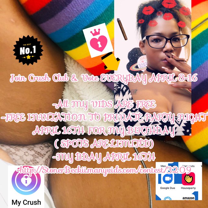 Join Crush Club &amp; Vote EVERYDAY APRIL 8-16  -All MY VIDS ARE FREE -FREE INVITATION TO PRIVATE PARTY NIGHT<a href="/tag/mvsales"class="tags"><span>#mvsales</span></a>