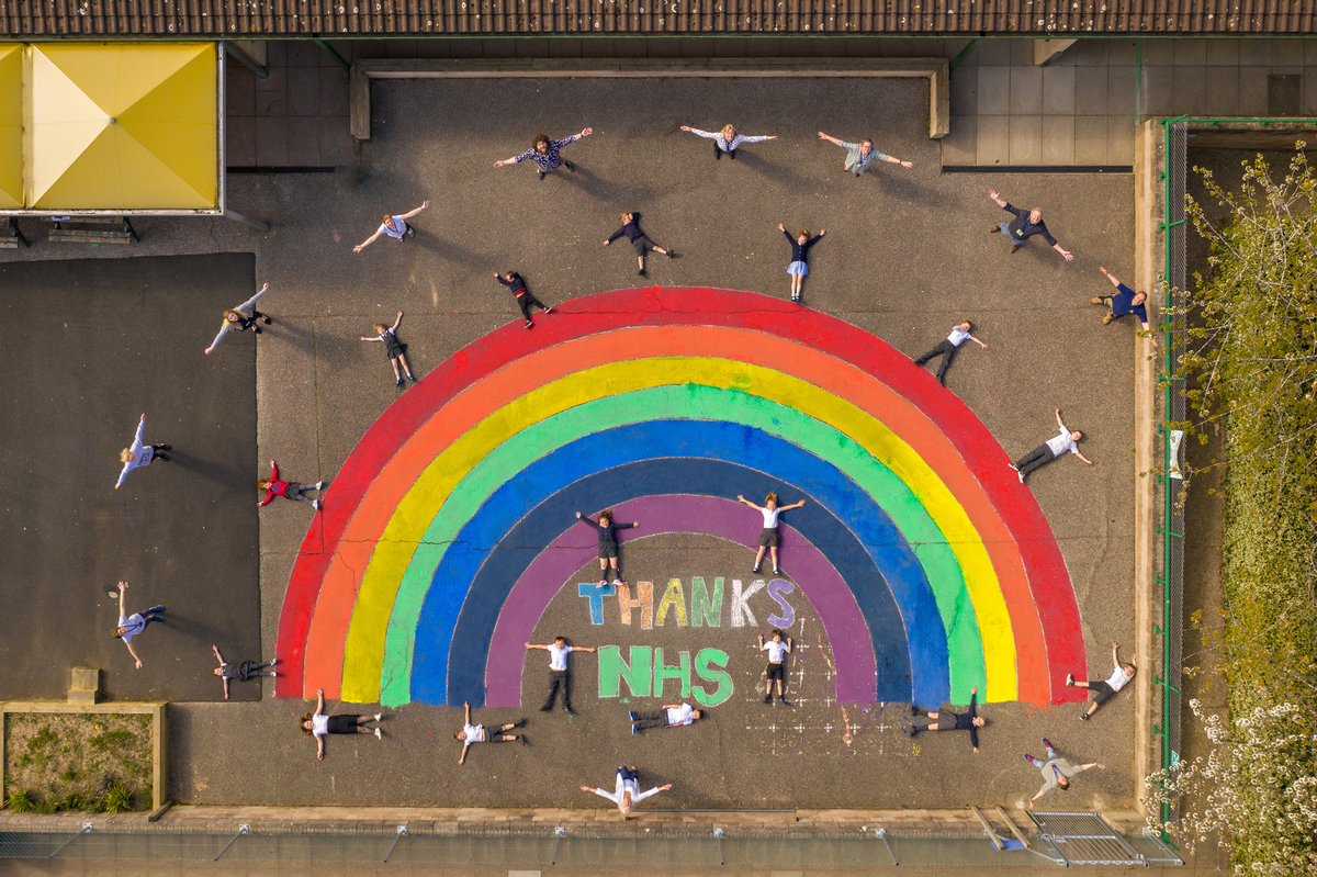 OFFICESPS's tweet photo. Our children today, created this amazing giant rainbow on the playground in honour of our frontline workers.
Photo credit Chris Taylor
#sheringhamrainbowtrail #nhsheroes #staysafe #protecttheNHS #stayhomestaysafe #sheringham https://t.co/IF9FOHruxL