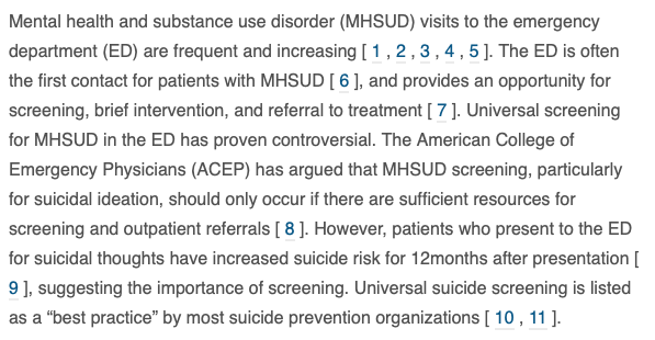 AliRaja_MD's tweet photo. Patients accept #MentalHealthScreening & #SubstanceUseDisorders while #EmergencyClinicians support only if able to refer
@sachamcbainphd et al. @uamshealth
https://t.co/Kb7JC6q7sY
American Journal #EmergencyMedicine
#MHSUD https://t.co/mAPlGxRo6p