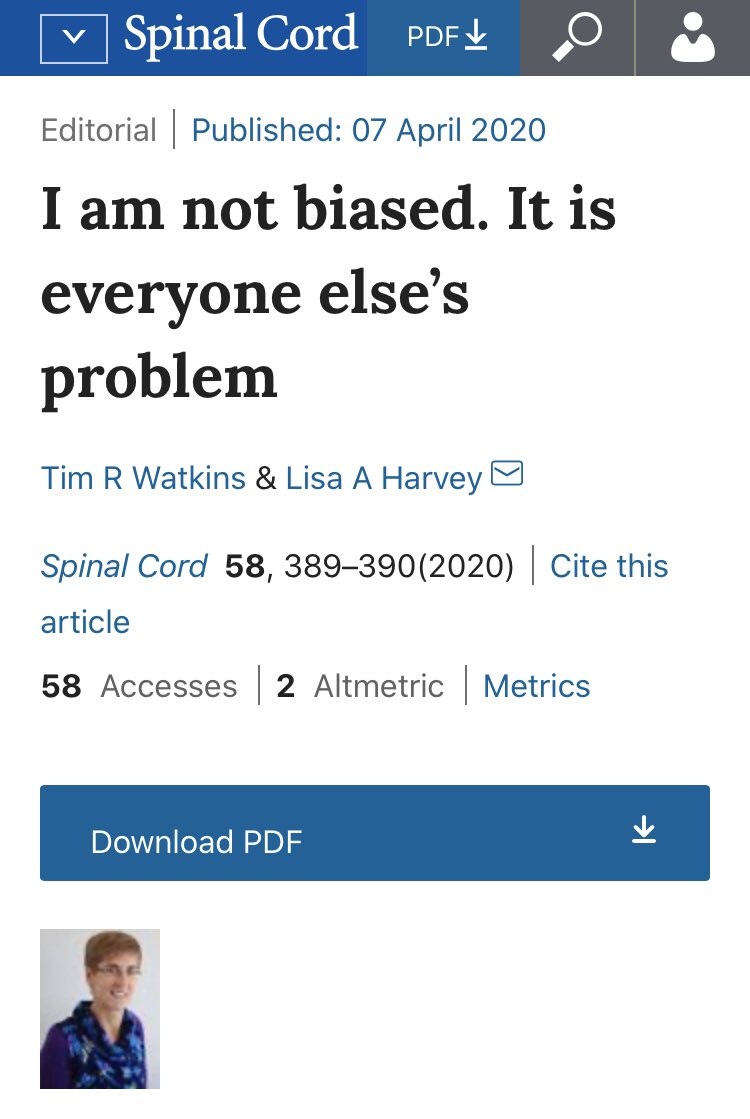 Editorial - I am not biased. It is everyone else’s problem. You can read the full editorial on the #SpinalCord website ➡️ nature.com/articles/s4139…