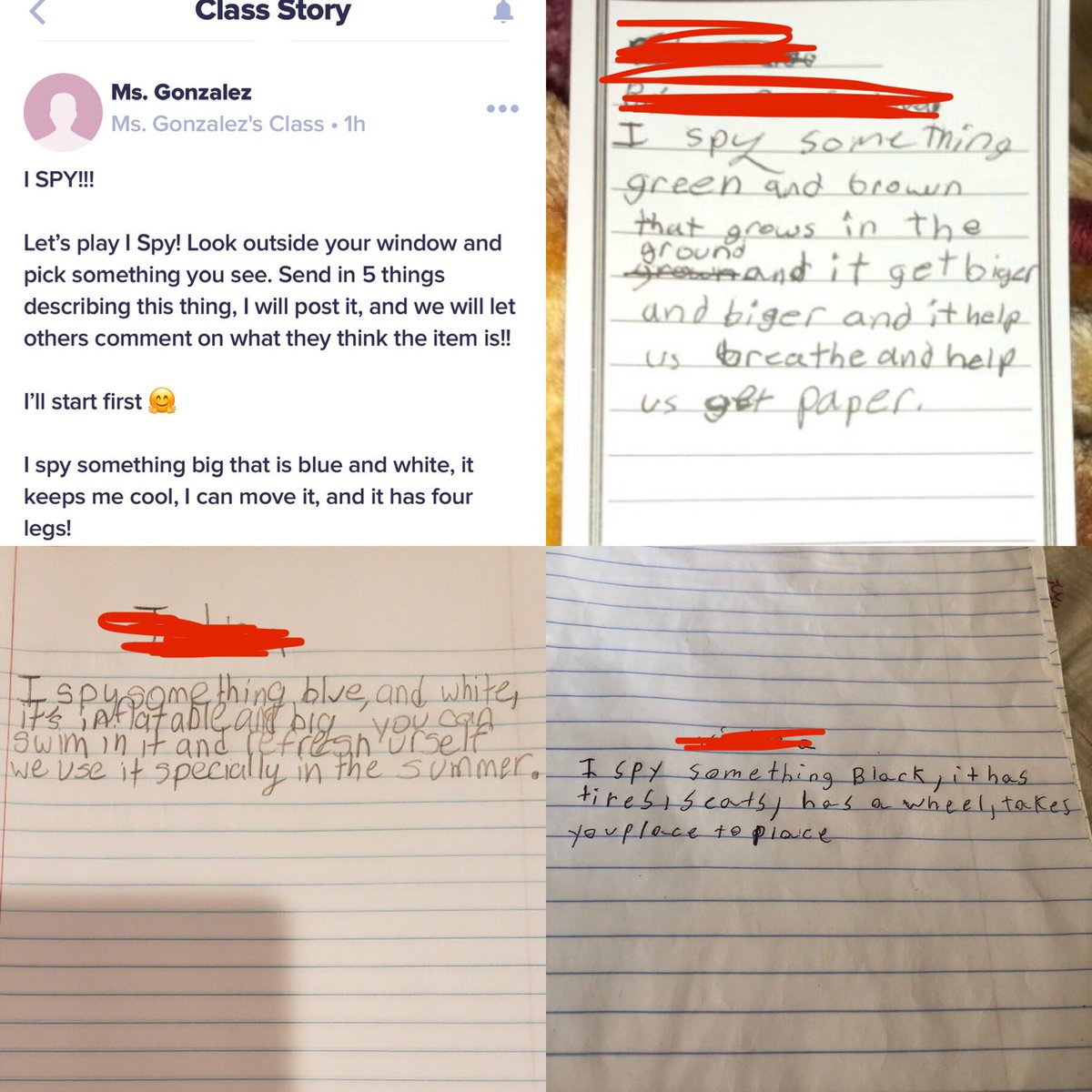 Posted a #DailyChallenge for my students today on #ClassDojo. Can you tell what we #iSpy? #3rdGrade #TravisRocks