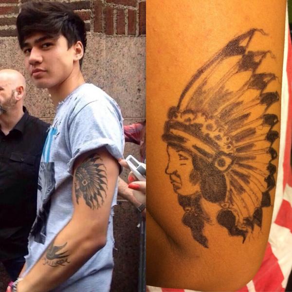 𝗡𝗮𝘁𝗶𝘃𝗲 𝗔𝗺𝗲𝗿𝗶𝗰𝗮𝗻 𝗵𝗲𝗮𝗱𝗱𝗿𝗲𝘀𝘀: This is the only one of Calum’s tattoos that doesn’t have a deeper meaning. It was, as he has said, “purely just for art.” “My tattoo artist in London sent me this…and I fell in love with it,” he told GQ in June 2018.
