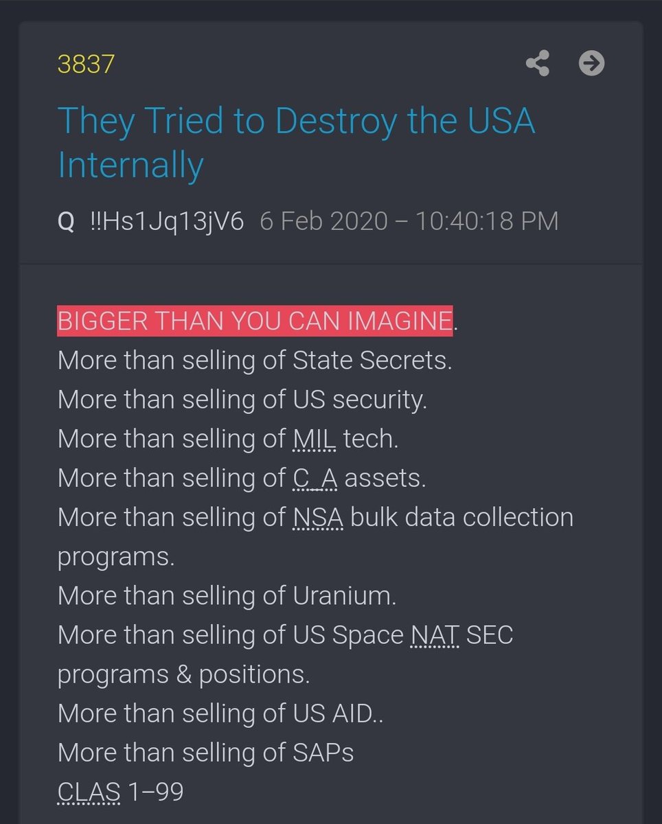 94. THEY TRIED TO DESTROY THE USA INTERNALLY  #QAnon Post 3837 https://qmap.pub/read/3837 Does this post take on new meaning for any of you?Is it making sense why  @POTUS created the  @SpaceForceDoD ?Are we IMAGINGING BIG ENOUGH yet  #Q or should we IMAGINE BIGGER? 