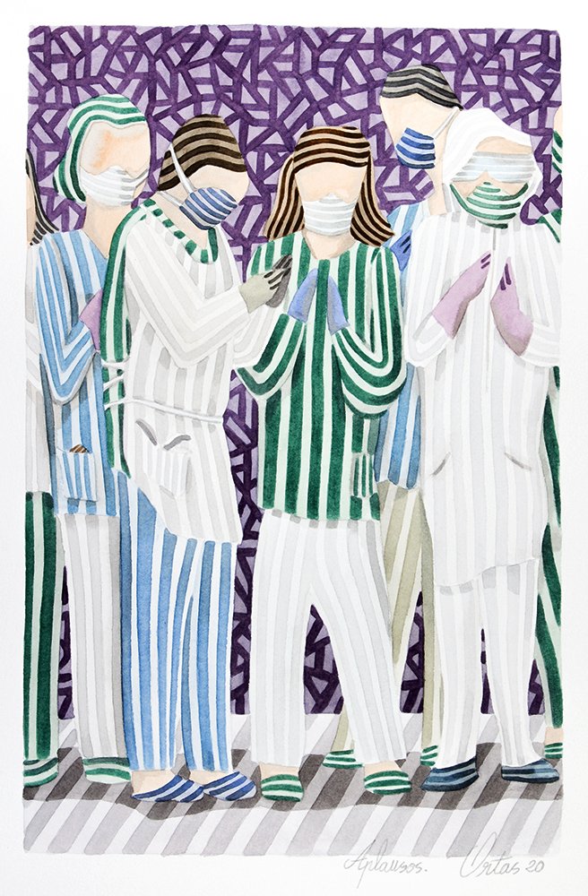 Esta obra terminé de pintarla ayer. Es mi pequeño homenaje a aquellos que desarrollan estos días una labor tan grande: los sanitarios que combaten el coronavirus Covid-19. Es una acuarela de 50x35cm. y la he titulado "Aplausos".
#aplausossanitarios #coronavirus #arte #JavierOrtas