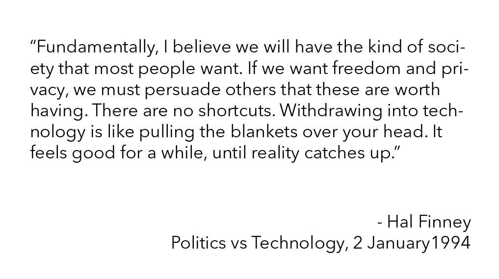 8/ It’s with Hal Finney in mind that we push back, both in principle and in regulation, against encroachments on these hard-fought liberties.