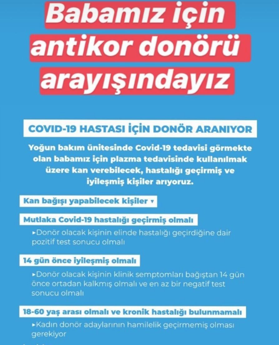 Bir arkadasimin babasi icin donör arayisimiz var.