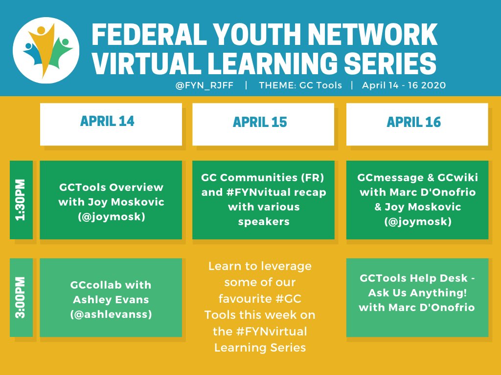 Next week #FYNvirtual Learning Series is all about #GC Tools (⌚️EDT).

Register:
🔗 bit.ly/2UU4nAB