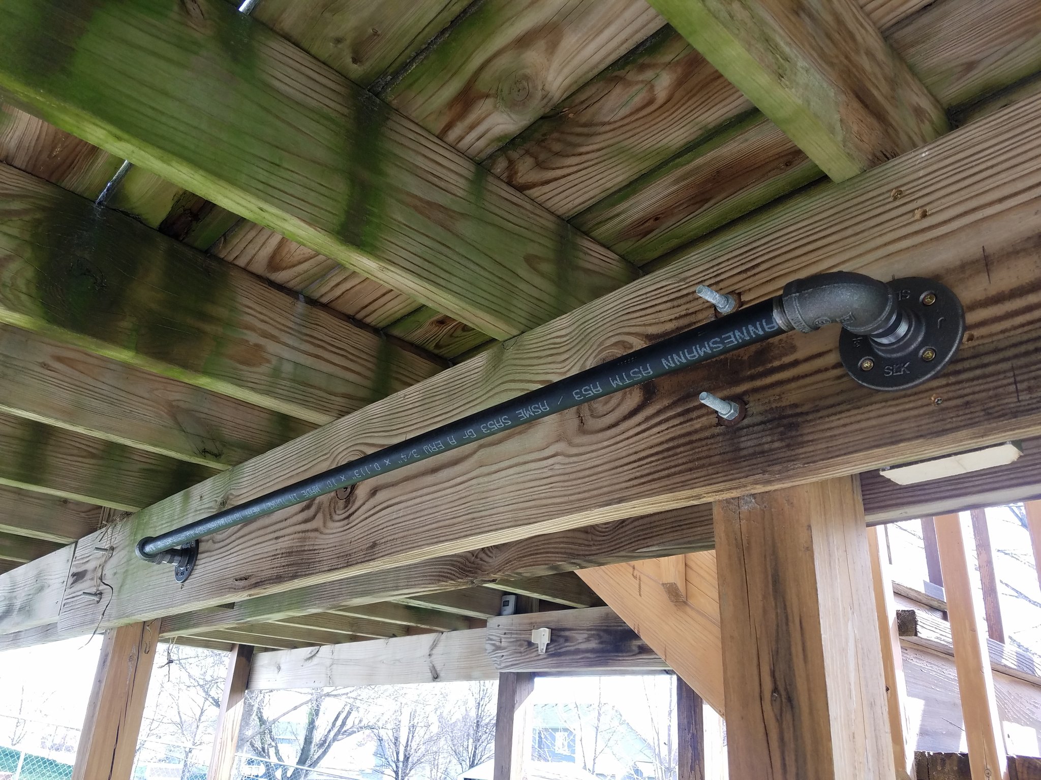 Carlisle Football on X Pull up bar quarantine style. Gas pipe with a couple of elbows small extensions a plate and deck screws. Cost about 25. https t 8xflbc90Gt X