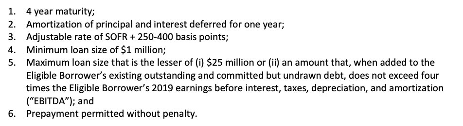 Any bank or credit union can make a loan under the terms below, and then the Fed will come in on the back end to essentially provide 95% of the borrowed amount. So you don't apply directly to the Fed, you apply to your bank or credit union and they deal with the Fed.