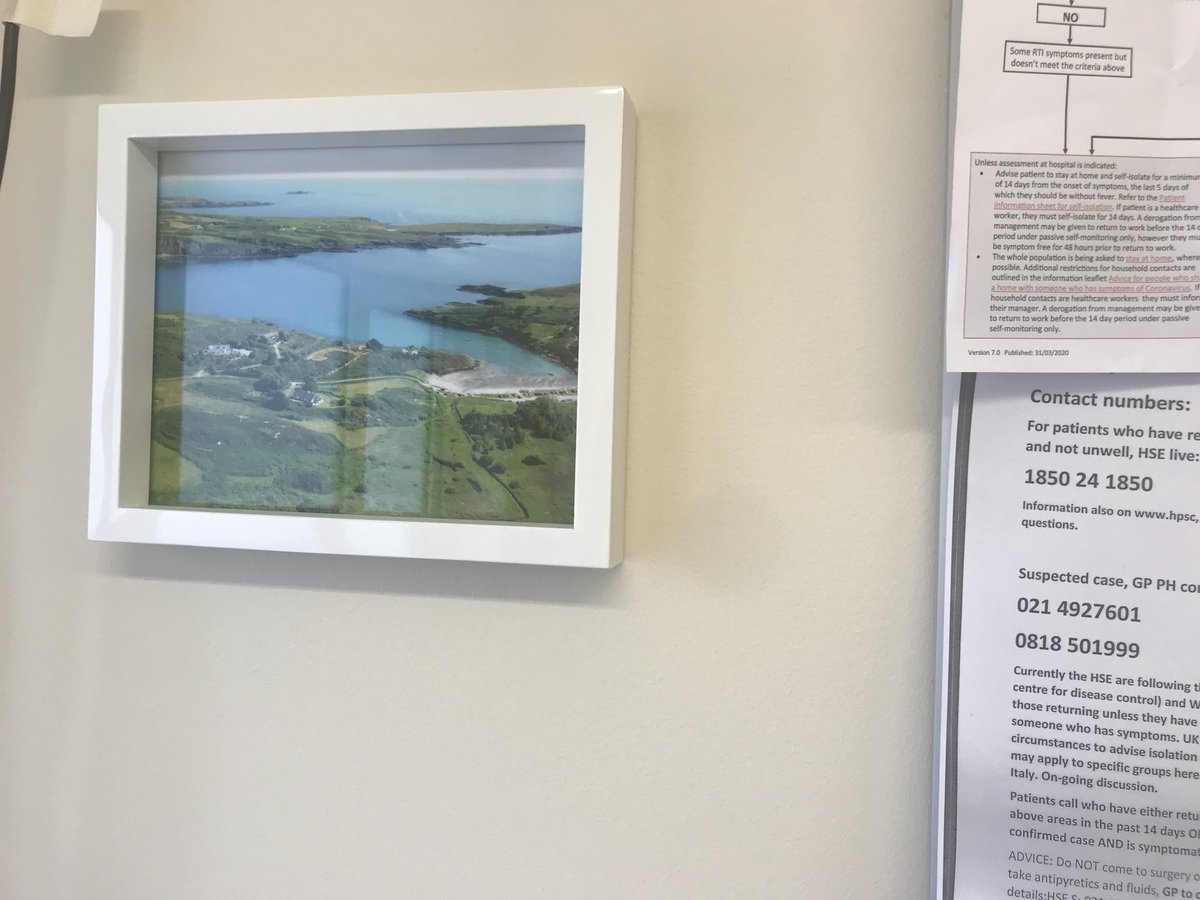 This photo hangs on my wall at work. It is in West Cork &amp; is my idea of heaven. I’ve looked at it a lot in the last few weeks while dealing with the sick &amp; worried during #COVIDー19. Hopefully I will get there soon but not this weekend #StayHomeSaveLives