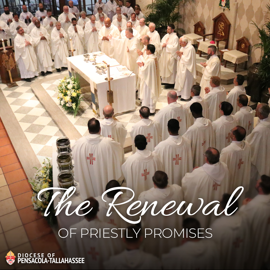 Each year during the Chrism Mass, our priests renew their priestly promises. Even though this year's Chrism Mass has been postponed, our priests will still recite and renew their promises this week. Please join us in praying for our priests.

The promises: bit.ly/2UWON6U