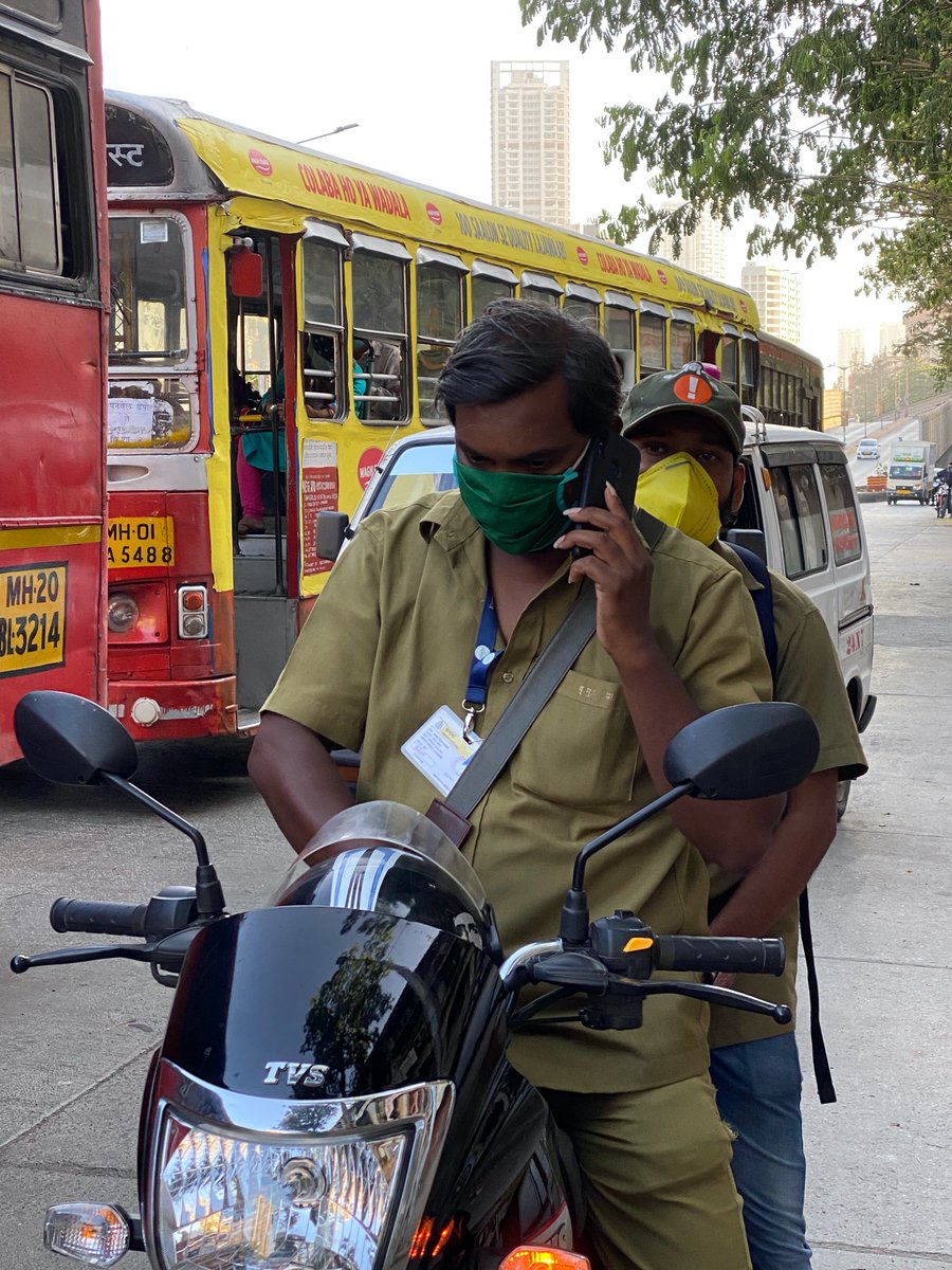 7/8In the time of COVID-19 the struggle to survive is no longer metaphorical. Men and women, who have to keep Mumbai running are at it with even greater frenetic, relentless energy than usual. Their new weapon cum accessory, the face mask. Everyone has to wear one in public.