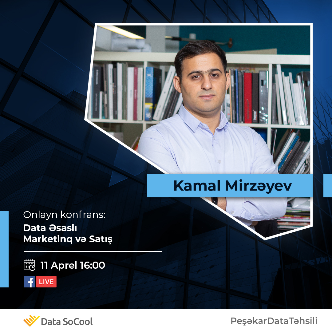 11 aprel tarixində keçiriləcək “Datanın Biznesin Müxtəlif Funksiyalarında Tətbiqləri” adlı onlayn konfransın ilk spikerini sizə təqdim edirik. 😊
Kamal Mirzəyev - Data scientist, Data əsaslı marketing eksperti
facebook.com/events/3046088…