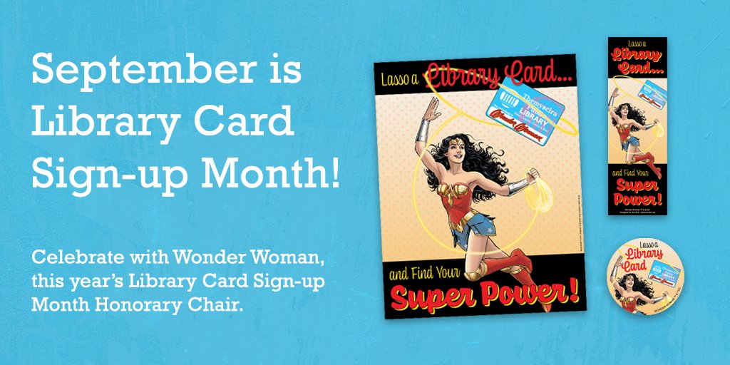 ALALibrary's tweet image. Lasso Up a Library Card with @DCComics' Wonder Woman this September!
bit.ly/3c2noq3 #LibraryCardSignUp