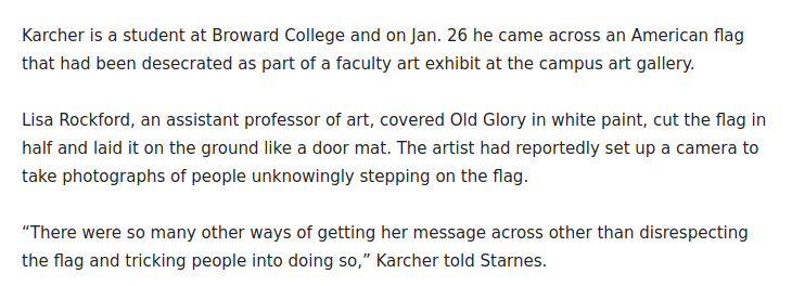 5/According to Starnes, free speech is not for artists who offends his political sensibilities