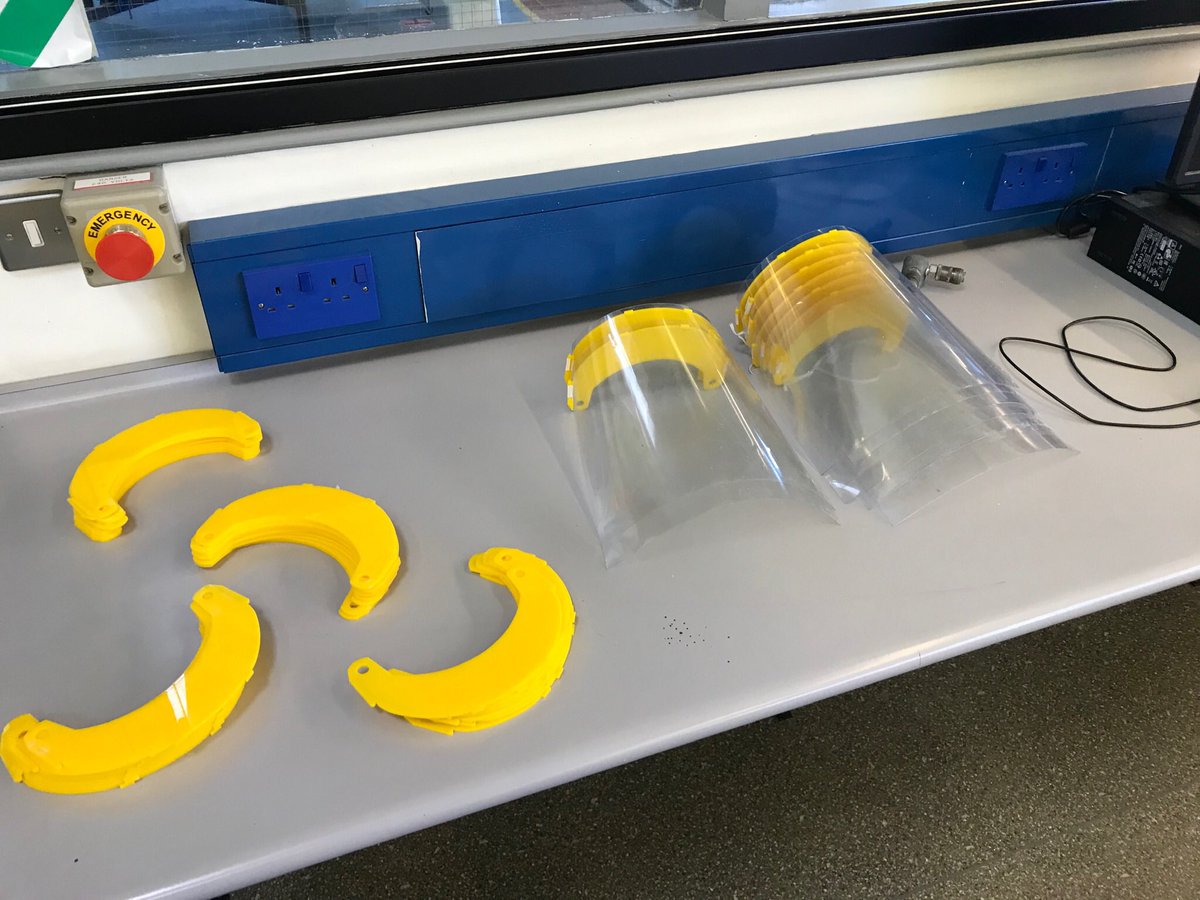 FSLnews's tweet photo. Great effort from Alan Monteith from @WallaceHigh in making visors for frontline workers, together with our own Head of Technology, Chris Wilson and Mark Patton from @DownHighSchool https://t.co/bRCJFF2Z8u