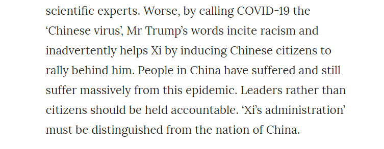 And most importantly, stop conflating Xi's administration with  #China, or even with the CCP (there are dissenters within the party and government) Just as Trump's administration ≠ USA Only politicians are at war Ordinary people do not want war