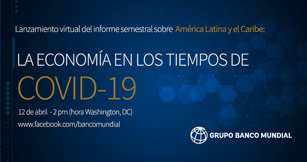 BancoMundialLAC's tweet image. 🔴 ¿Cuál será el impacto de la #COVID19 (#Coronavirus) en la economía de tu país?
 
Nuestro economista jefe, Martín Rama, lo explicará este DOMINGO 12 DE ABRIL en el lanzamiento de su informe semestral #Perspectivas2020
 
Deja tus preguntas ⬇️ 

wrld.bg/O1pb50zaj14