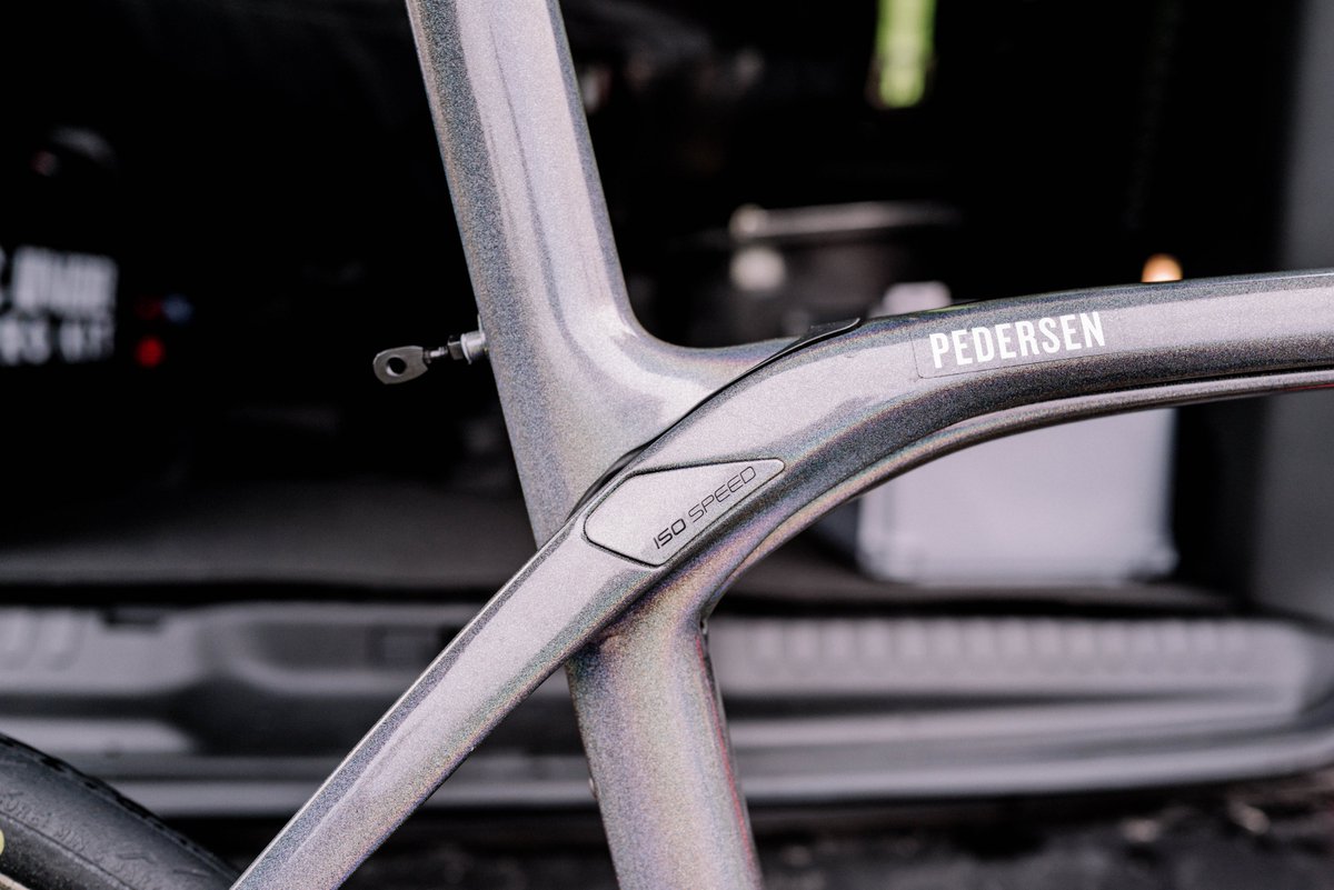 TrekRaceShop's tweet photo. On Roubaix's famously challenging cobbles, @TrekSegafredo rides a bike designed meet the challenge: the Domane.

As we miss one of our favorite races this week, take a look at the Domane @Mads__Pedersen rode on 2020's #ParisRoubaix recon.🤩👇

📰Full story https://t.co/EWbe9QhgQI https://t.co/rpC6DrjMGE