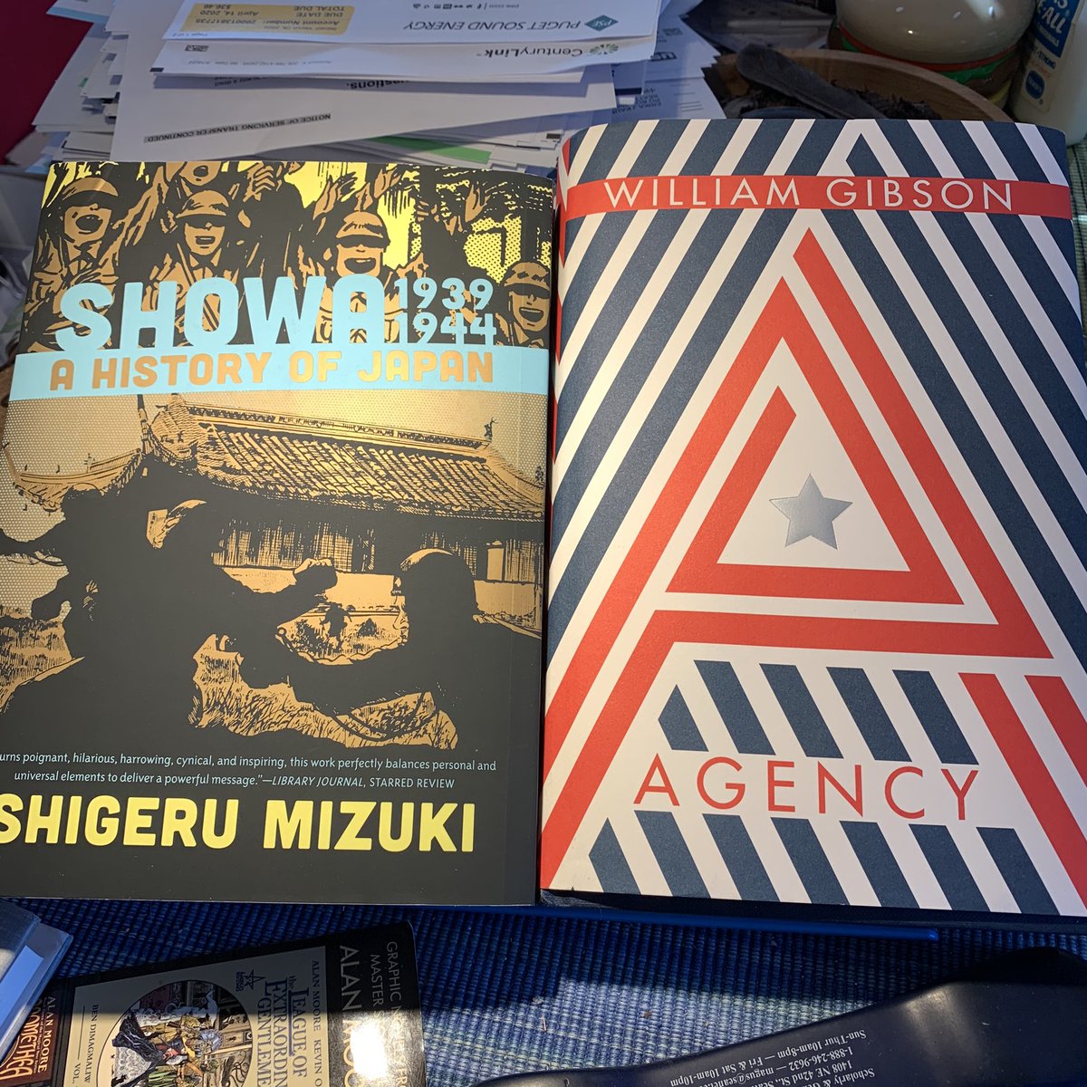 chris_dimoff's tweet photo. Just finished #williamgibson #agency. Excellent & topical. Just starting #showa19391944 by #shigerumizuki & tranlated by the excellent #zackdavisson. I enjoyed #showa19261939 & I’m sure I’ll enjoy this https://t.co/aXZ78ZmwcS