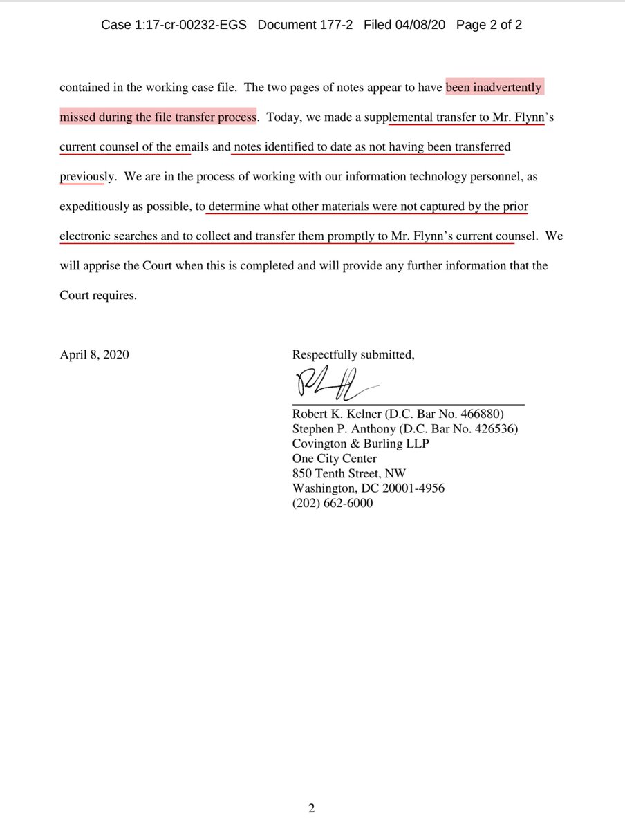 Guys I’m going to remind you, that when firm has a 30 month relationship with a client, that “client file’ tends to be hugeThis Supplemental Filing of Covington reflects that.It happens there isn’t some vast QAnon Conspiracy afoot Paywall https://ecf.dcd.uscourts.gov/doc1/04507763449?caseid=191592