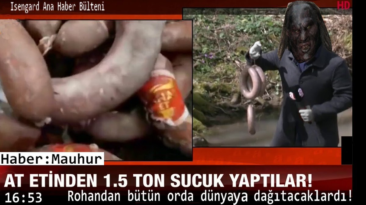 Isengardın Ünlü iz sürücüsü Mauhur ve ekiplerce yapılan incelemeler sonucu Rohan'lı "E" oğlu "R" nin Arabasında 1,5 ton At etinden mamul sucuk ele geçirildi. Bu sucuğun Shire ve Gondor'da pazarlanacağı tahmin ediliyor. Mauhur tutuklunun Theodenin uzaktan akrabası olduğunu aktardı