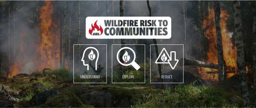 forestservice's tweet photo. We just developed and released a new tool to understand, explore and reduce wildfire risk to communities across America. Check your communities’ risk today! #wildfirerisk #AgInnovations https://t.co/Q1s6OHKXuW https://t.co/tVD3nO7Kw4