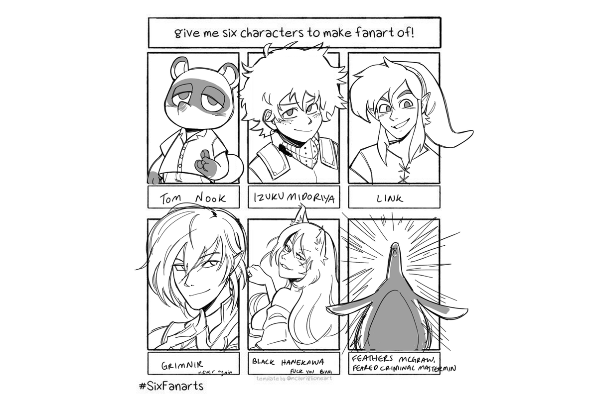 yeahh i started doing this but im not feelin it so you get this
here's your six farts
sorry if i didn't draw yours 