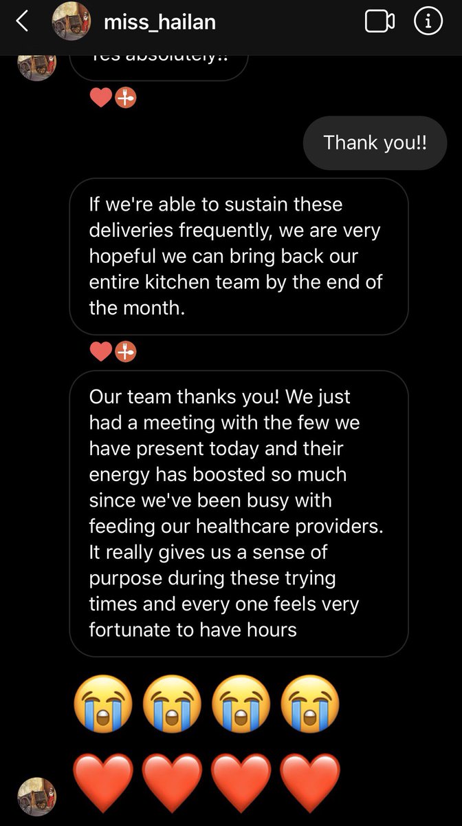 This is what it’s all about. ❤️ #FrontlineFoodsNYC received this note of gratitude from 1 of our restaurants, Saigon Social. SS hired 2 workers back, thx to the FrontlineFoods deliveries to <a href="/nyulangone/">NYU Langone Health</a> 🙌 They’re hoping to hire back the full kitchen! We’re all in this together❤️
