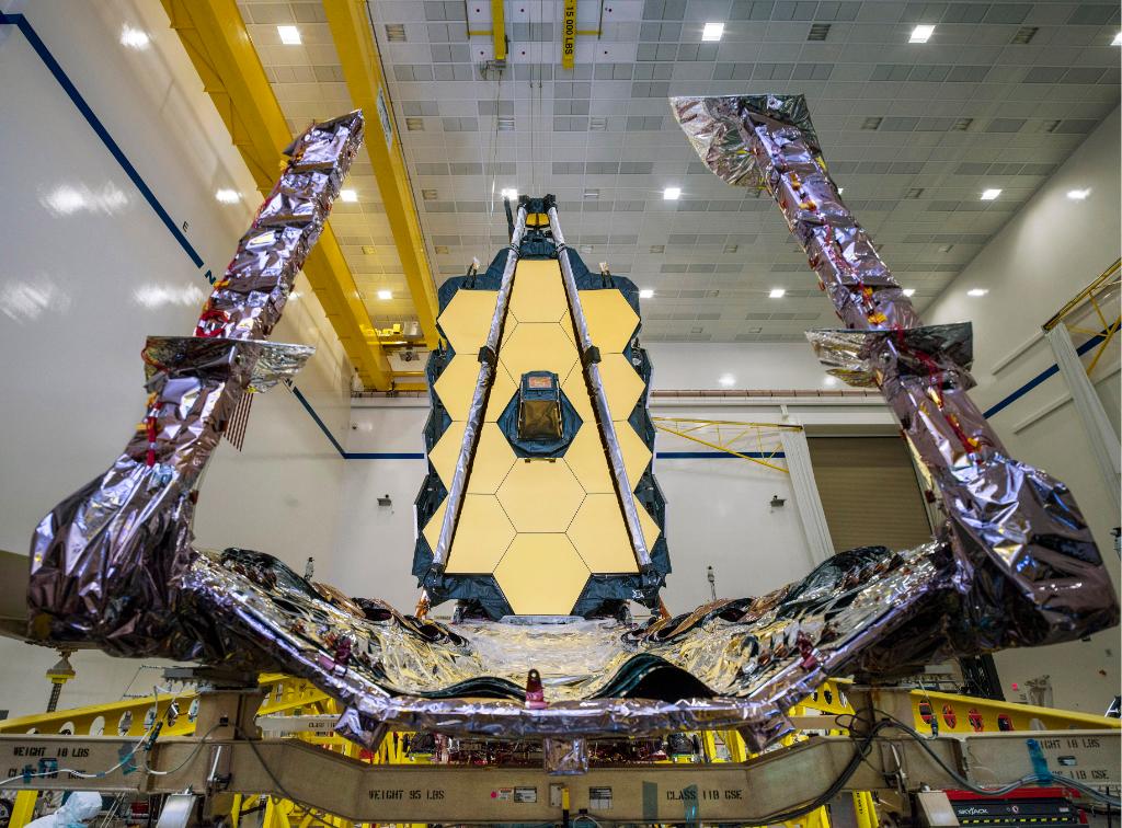 NASA's James Webb Space Telescope with its deployable primary mirror wings stowed. 