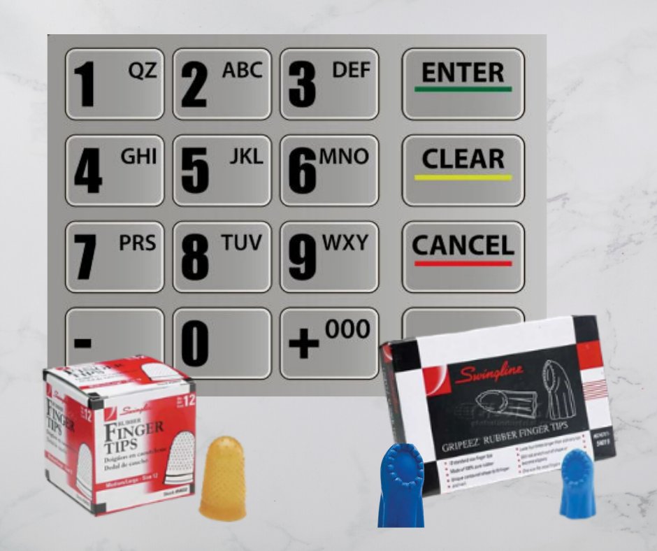 We hope everyone is staying safe out there!  Our friends Rico and Lori came up with a brilliant idea to use Swingline rubber fingertips when going to the ATM or checking out at the store — then just place them in a plastic bag and sanitize when home. 
#swingline #diysafety