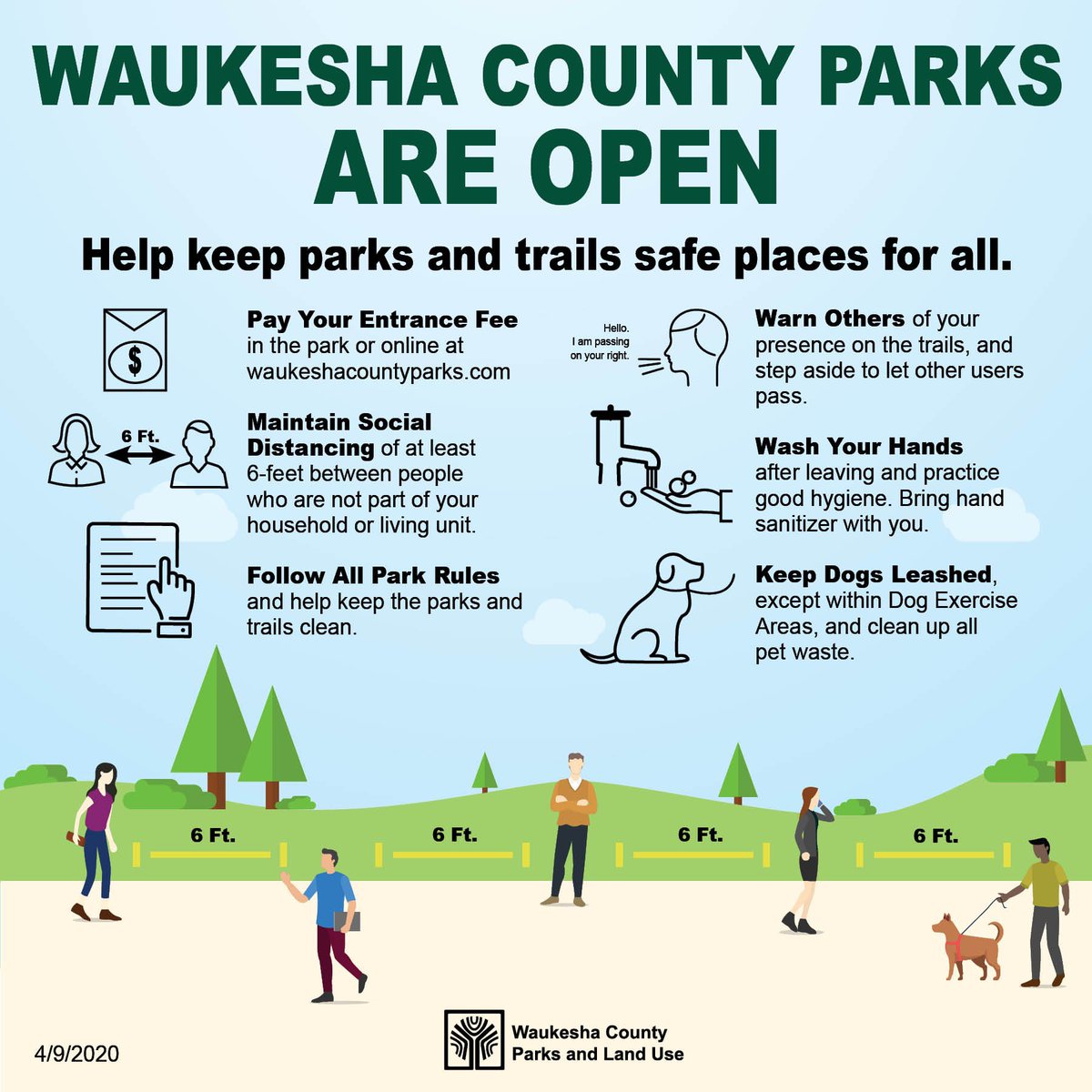 Waukesha County Parks are still open, but we need your help to ensure we can stay open throughout the COVID-19 pandemic! (Thread)