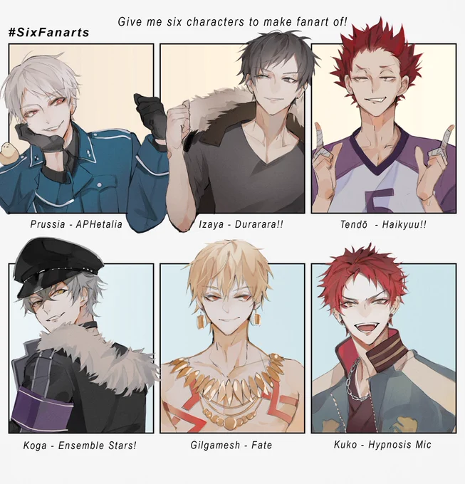 Somehow they all have the same vibe... Anyway, I did this challenge and it was fun to do^^
#SixFanarts 