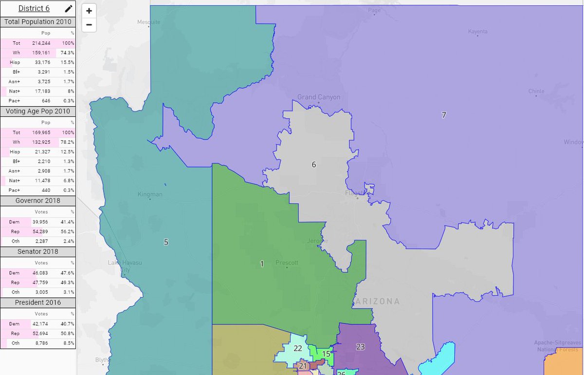 Alright, who wants to talk about everyone's favorite Arizona State Legislative district! That's right, we're talking about LD-06! This northern Arizona district stretches from Flagstaff to Show Low to Payson and went for Trump by 10% and McSally by 2%