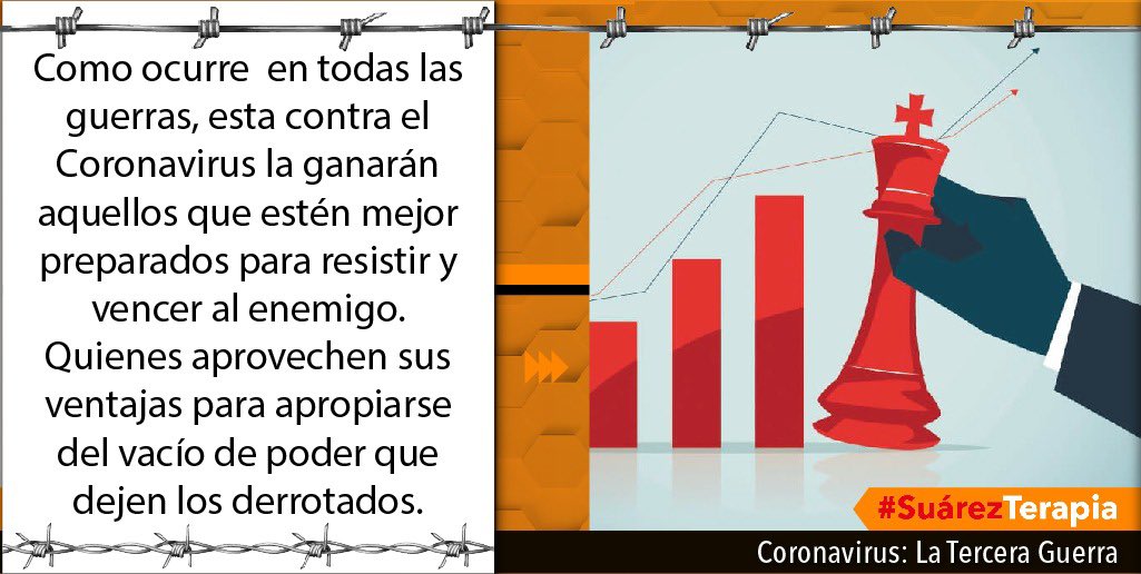 El mundo de un momento a otro paró y vive una debacle de mortalidad enfermedad y colapso en la que se pierden miles de vidas al día: España, Italia, Gran Bretaña, Francia y Estados Unidos viven una situación de guerra en su propio territorio  #SuárezTerapia  https://bit.ly/GuerraMudialV 