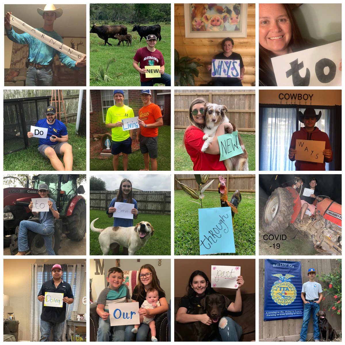BCISD's tweet photo. #BCHS #FFA is practicing #socialdistancing while still being a team and doing their part to keep healthy. #learningtodo #doingtolearn #earningtolive #livingtoserve #FFAmotto #BayCityFFA #weareinthistogether #believeinbcisd @bchsreyes https://t.co/eXlMMRkYgB