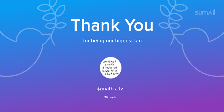 Our biggest fans this week: maths_lv. Thank you! via sumall.com/thankyou?utm_s…
