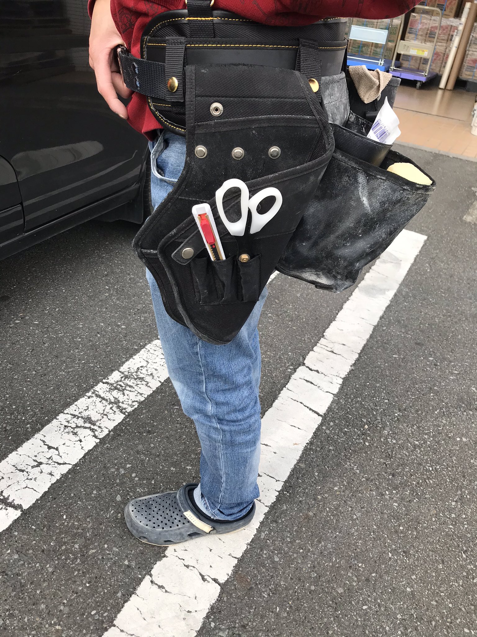 Twitter 上的 Craftlinq Work 相模原店 後閑です さっき来店されたお客様の地ベラホルダーかっこよかったので写メらせてもらいました 取り出しやすくて使いやそう クラフトリンク クロス職人 床職人 内装 腰袋 T Co Pogbxwxcuj ここから友達登録