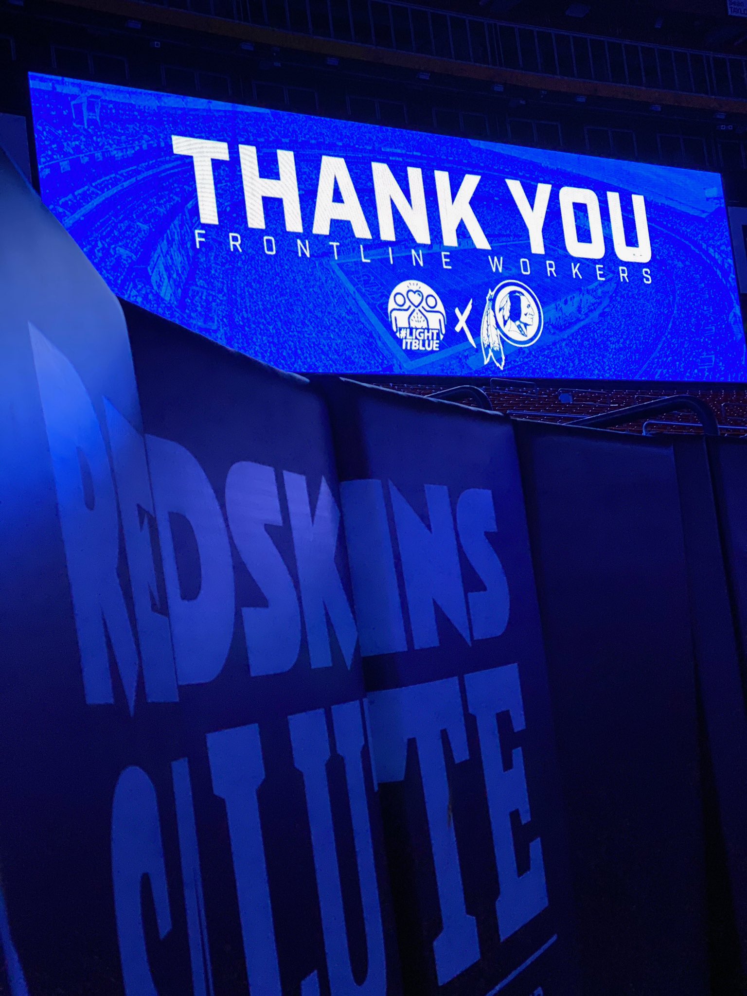 FedExField on X: Thank you to all of the men and women on the frontlines.  We #LightItBlue for you.  / X