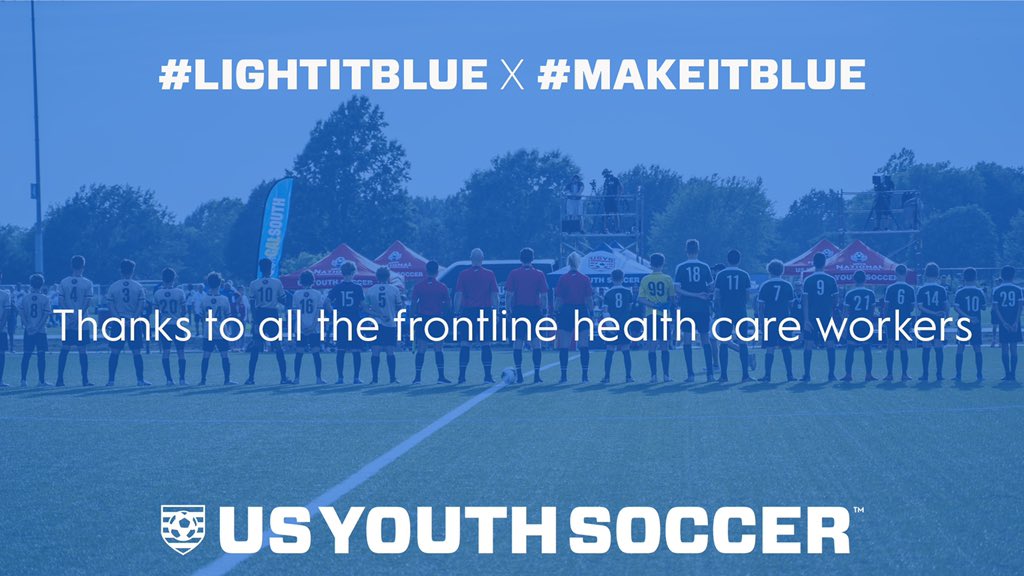 Tonight, we're joining in the national #LightItBlue campaign to thank health care providers and essential workers fighting COVID-19 on the front lines. We can never say thank you enough.