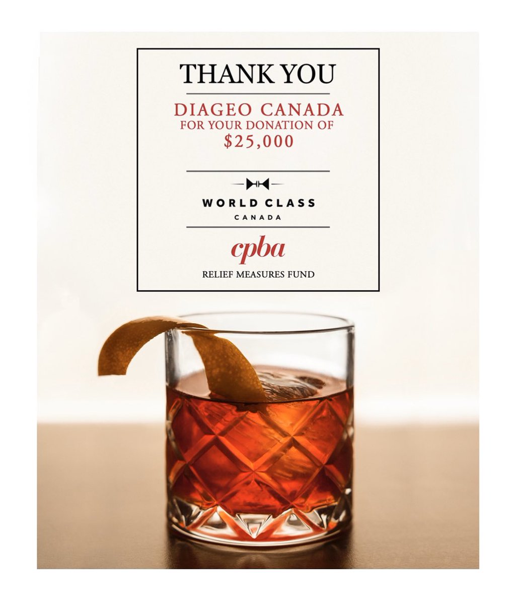 With the tremendous support of @WorldClassCa &amp; <a href="/Diageo_NA/">Diageo North America</a>‘s  donation of $25k, we will be able to provide further financial assistance to 700+ members of our community through the CPBA Relief Measures Fund.
THANK YOU!!