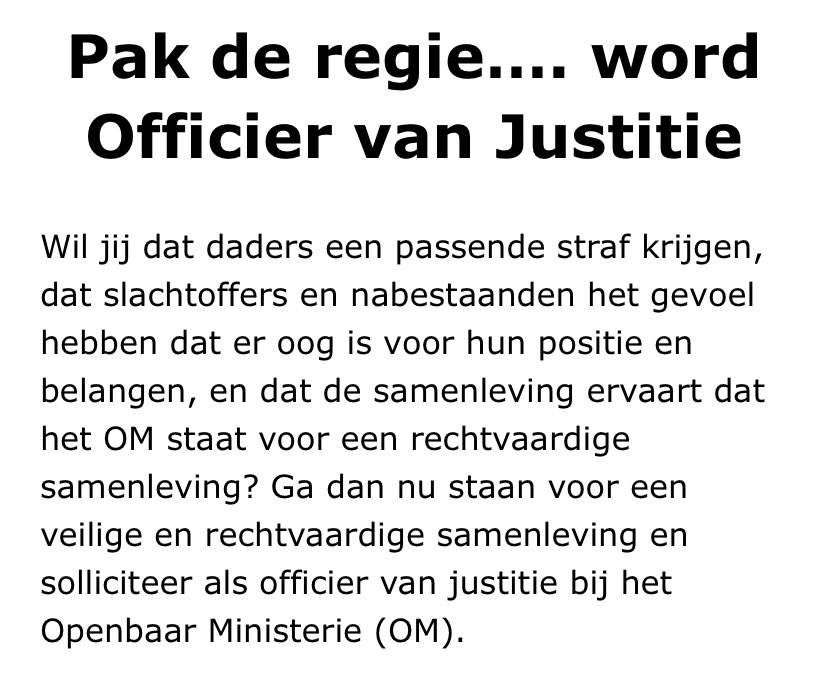 Thomas_Felix_'s tweet photo. Als je bij de werving en selectie de positie en belangen van verdachten al vergeet te noemen, hoe zou dat dan in de opleiding gaan bij @Het_OM? https://t.co/BeuJium2UT